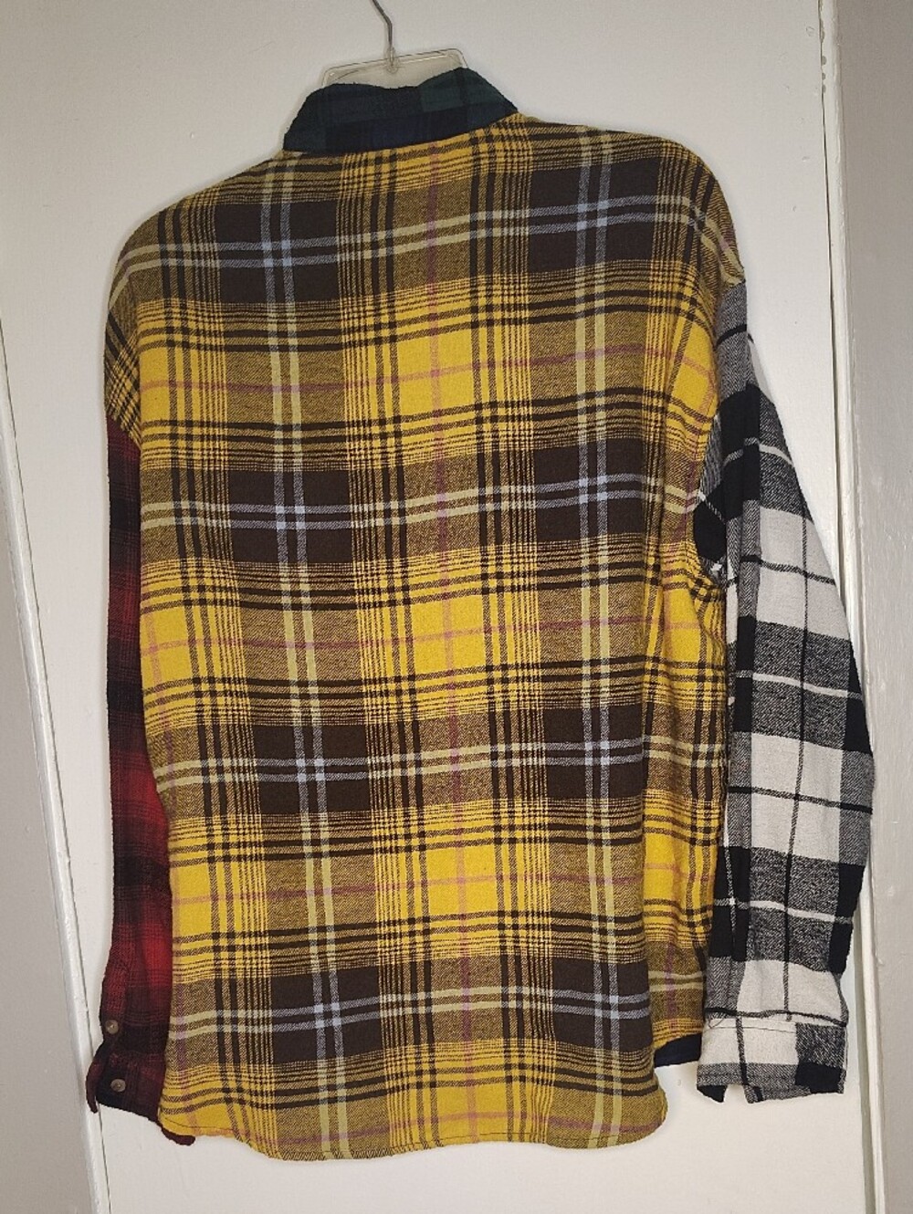 Multi-Color Patchwork Plaid Button-Down Shirt - Picture 2 of 2